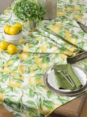 Sunny Lemon Print Table Runner