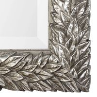 Metallic Silver Flowering Leaf Beveled Wall Mirror