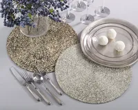 Gold Glass Beaded Round Placemats, Set of 4