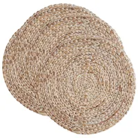 Whitewashed Woven Rattan Placemats, Set of 4