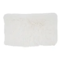 Ivory Faux Fur Fluffy Lumbar Throw Pillow
