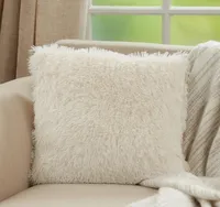 Ivory Faux Fur Throw Pillow