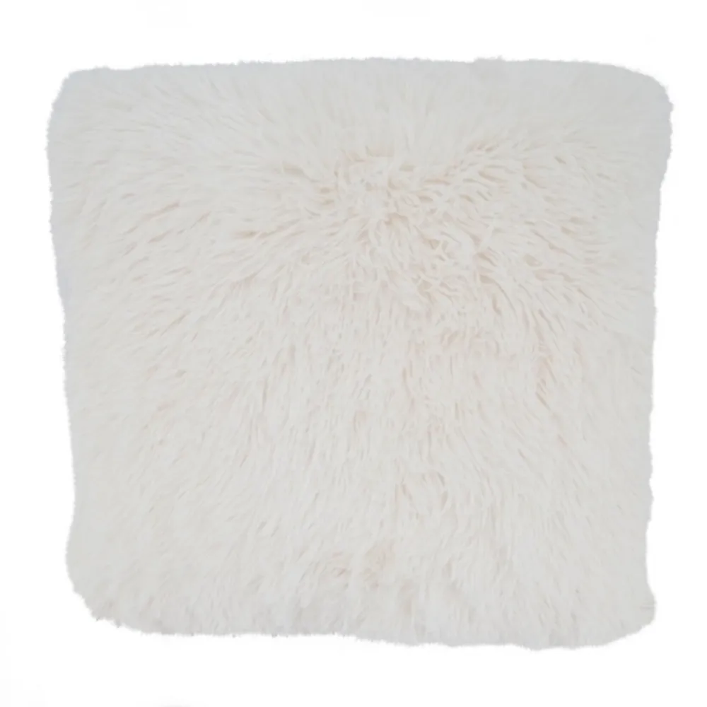 Ivory Faux Fur Throw Pillow