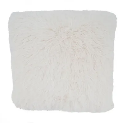 Ivory Faux Fur Throw Pillow