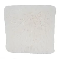 Ivory Faux Fur Throw Pillow