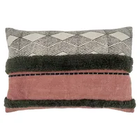 Tufted Chevron Block Cotton Lumbar Pillow