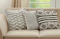 Blue and White Woven Stripes Pillow