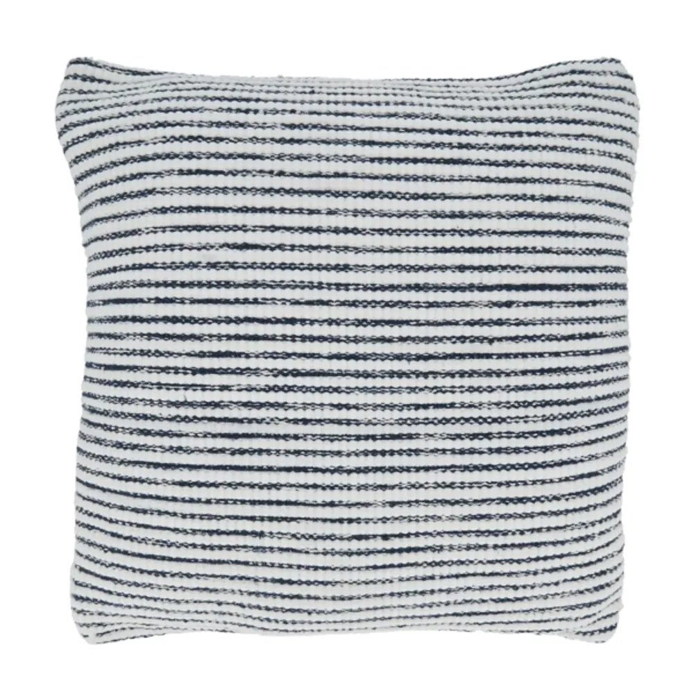 Blue and White Woven Stripes Pillow