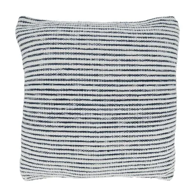 Blue and White Woven Stripes Pillow