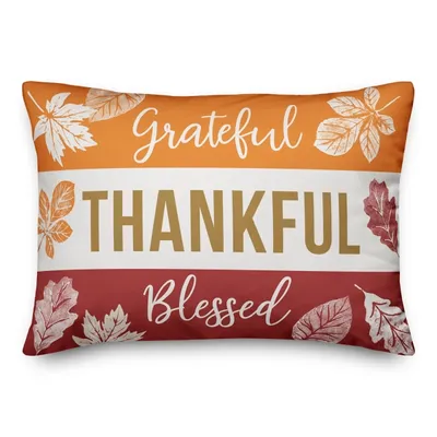 Grateful Thankful Blessed Fall Leaves Pillow
