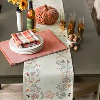 Embroidered Autumn Leaves Table Runner, 108 in.