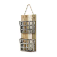 Metal and Wood 2-Tier Mail Holder Wall Plaque