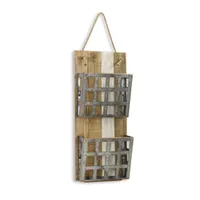 Metal and Wood 2-Tier Mail Holder Wall Plaque