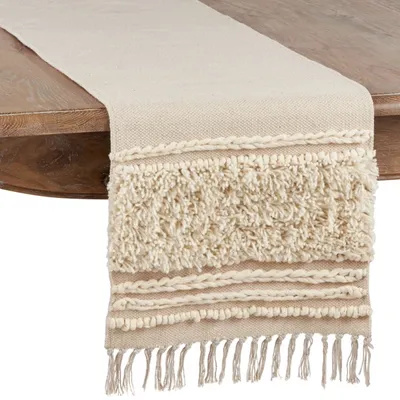 Cream Knotted Cotton Table Runner