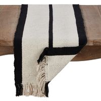 Ivory and Black Heavy Rug Table Runner