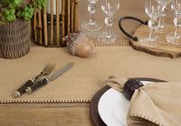 Tan Overcast Stitch Cotton Table Runner