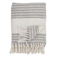 Gray Diamond Weave Throw with Tassels