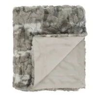 Gray Faux Mink Fur Throw