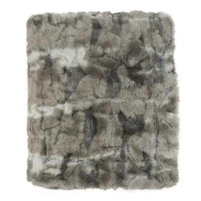 Gray Faux Mink Fur Throw