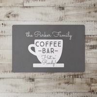 Personalized Gray Coffee Bar Kitchen Mat