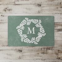 Personalized Sage Fern Monogram Kitchen Mat