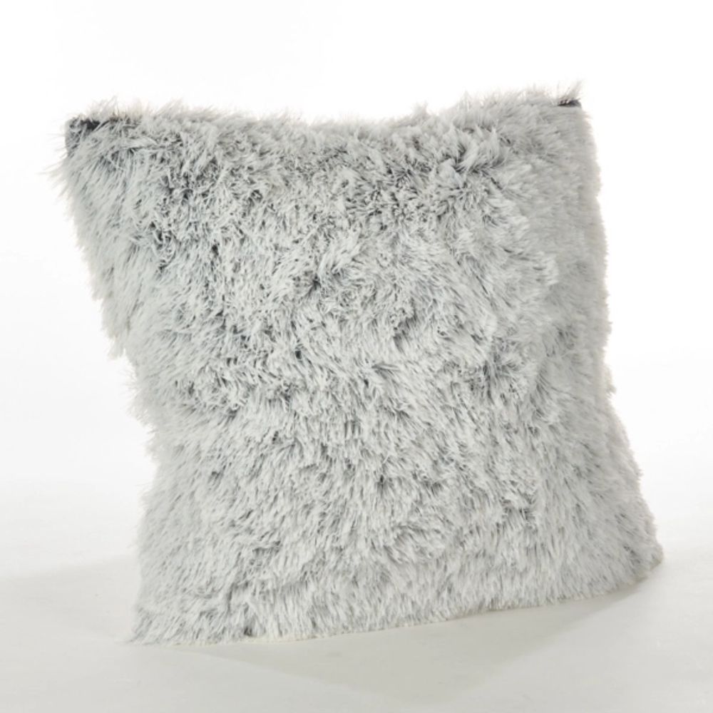 White Two-Tone Faux Fur Pillow