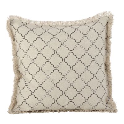 Natural Diamond Pillow with Fringed Edges