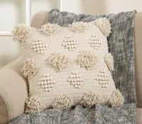 Ivory Moroccan Tufted Pom Pom Throw Pillow