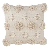 Ivory Moroccan Tufted Pom Pom Throw Pillow