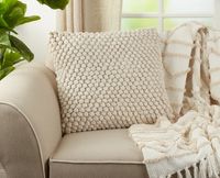 Vanilla Crochet Pom Pom Cotton Throw Pillow