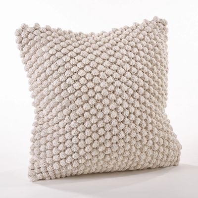 Vanilla Crochet Pom Pom Cotton Throw Pillow