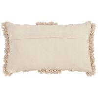 Natural Fringe Striped Cotton Lumbar Pillow