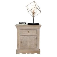 Champagne Hand Carved Mango Wood Floral Nightstand