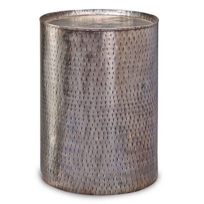 Hammered Pewter Barrel Accent Table