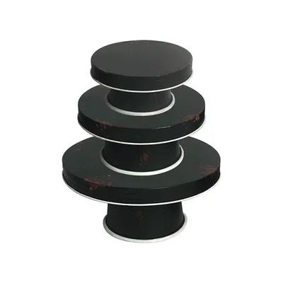 Distressed Black Pedestal Trays, Set of 3