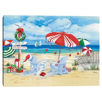 Holiday Beach Signs Coastal Christmas Canvas Print