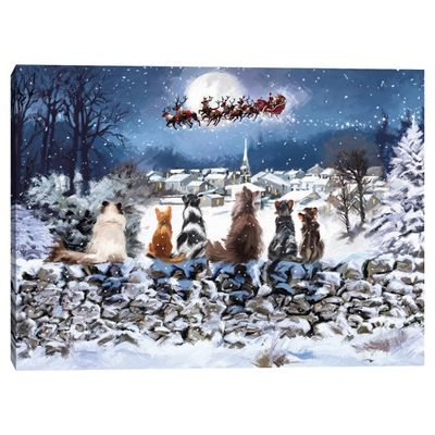 Christmas Cats Sleigh Canvas Art Print