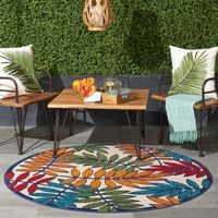 Bright Branches Round Outdoor Area Rug, 5x5