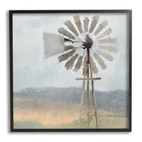 Blue Windmill Framed Giclee Canvas Art Print