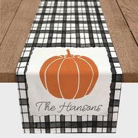 Personalized Black and White Plaid Table Runner