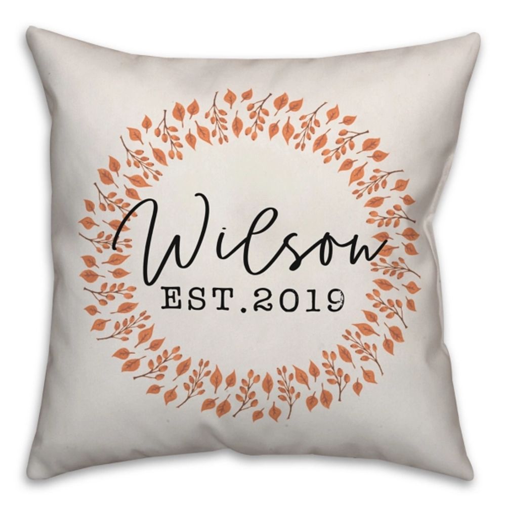 Personalized Fall Leaves Wreath Pillow