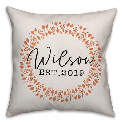 Personalized Fall Leaves Wreath Pillow