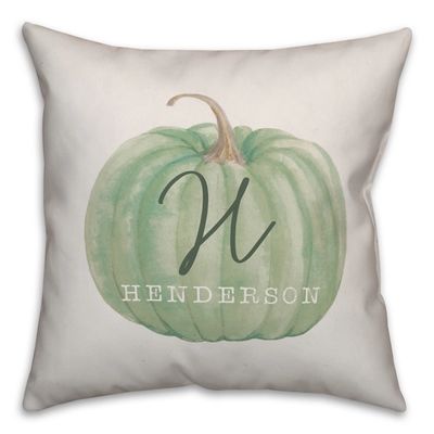 Personalized Sage Pumpkin Harvest Outdoor Pillow