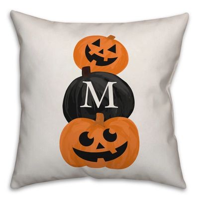 Personalized Pumpkin Stack Outdoor Throw Pillow