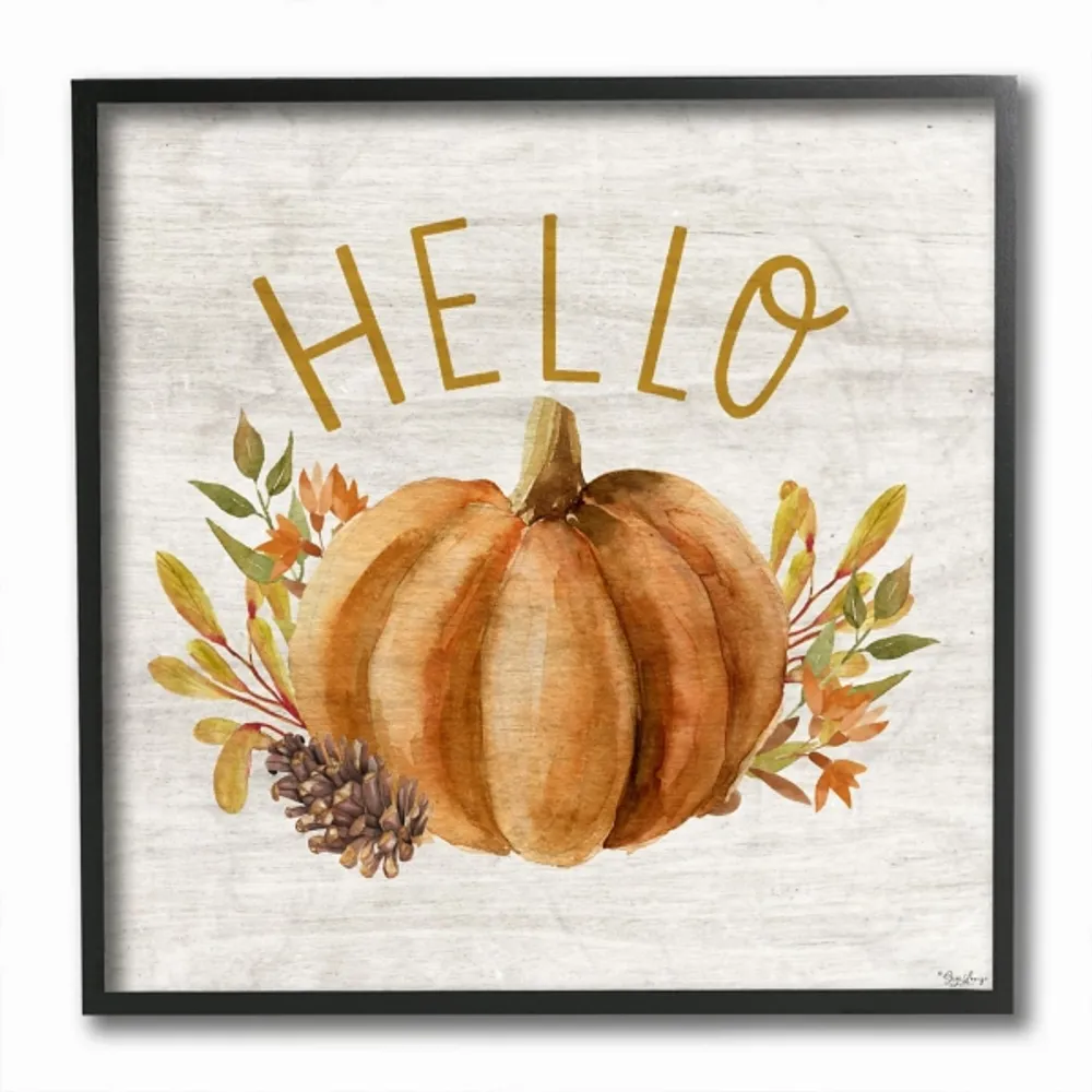 Hello Pumpkin Wood Framed Giclee Art Print