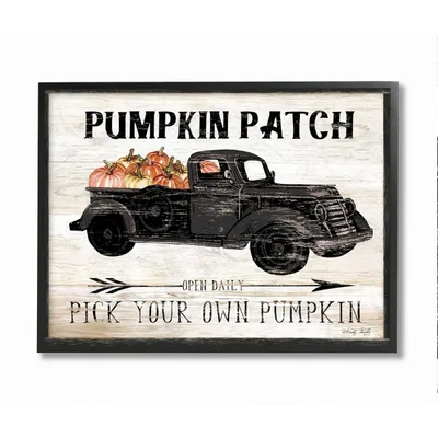 Pumpkin Patch Black Truck Framed Giclee Art Print