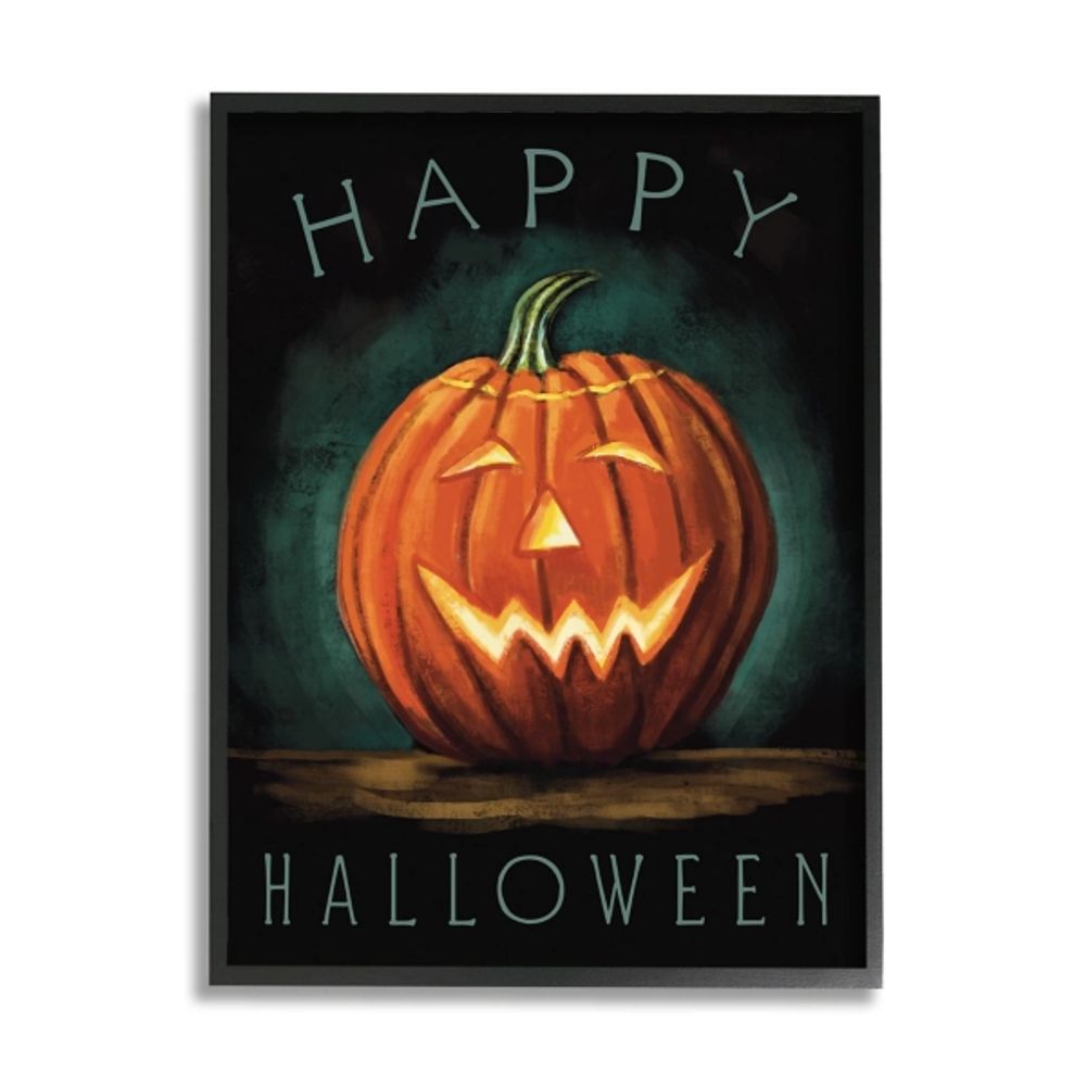 Glowing Happy Jack-O-Lantern Canvas Wall Art