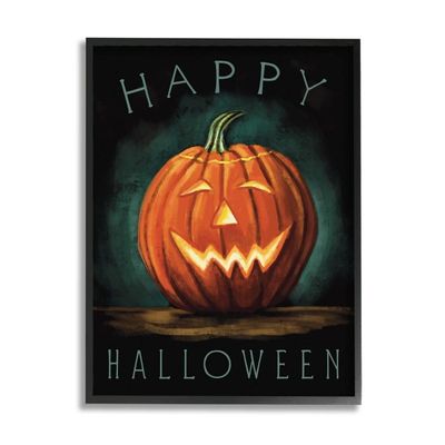 Glowing Happy Jack-O-Lantern Canvas Wall Art