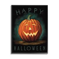 Glowing Happy Jack-O-Lantern Canvas Wall Art