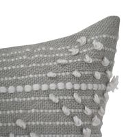 Gray Stripe and Diamond Embroidered Outdoor Pillow